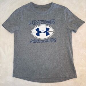 Under Armour Boys Heatgear Loose Fit Gray Football Graphic Tee